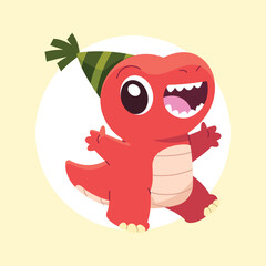 Flat Vector Dino Birthday Illustration