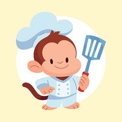 Flat Vector Animal Chef Illustration