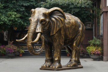 Fototapeta premium Background decoration featuring elephant sculptures