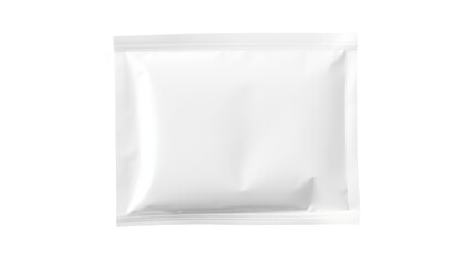 Sleek white sachet presents a clean, minimalist design ideal for product presentation and mockup usage isolated on transparent background