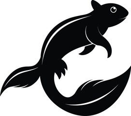 Full Silhouette of a Mudskipper Leaping with Fins