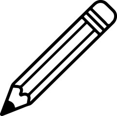Simple black outline drawing of a sharpened wooden pencil on a white background