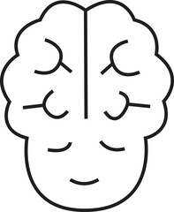Minimalist Brain and Face Line Art Vector Symbolizing Mindfulness, Mental Health, Calm Thinking, and Emotional Balance Concept