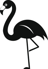 Side Profile Black Shape of a Standing Flamingo