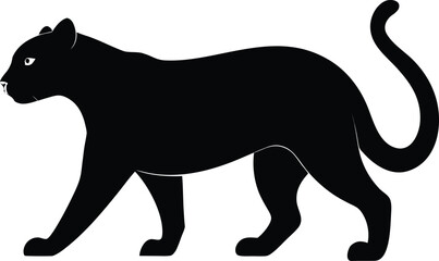 Silhouette of a Jaguarundi Walking with a Long Tail