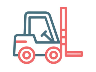 Naklejka premium Forklift Truck Icon in Blue and Pink on White Background