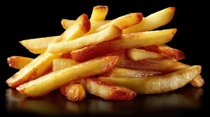 Pile of golden, crispy french fries.