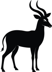 Obraz premium Silhouette of a Saola Antelope Standing with Long Horns