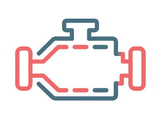 Obraz premium Car Engine Icon Illustration in Blue and Red Outline