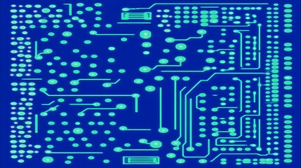 Circuit board pattern in teal and blue.