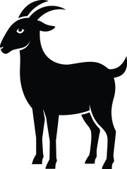 Standing Goat Silhouette with Horns and Legs Visible