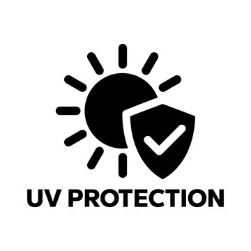 UV protection icon set. UV radiation icon. Ultraviolet symbol. Sun uv protection icons. Sunscreen spf logo. UPF sun protection label product. Skincare illustration, sign for cosmetics packaging.