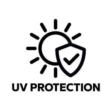 UV protection icon set. UV radiation icon. Ultraviolet symbol. Sun uv protection icons. Sunscreen spf logo. UPF sun protection label product. Skincare illustration, sign for cosmetics packaging.