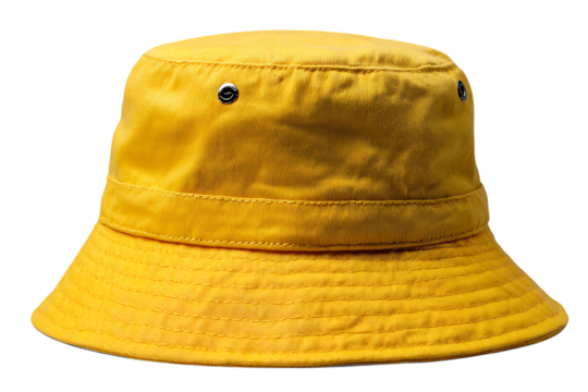 Yellow bucket hat isolated on transparent background