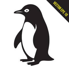 Naklejka premium Silhouette penguin standing graphic animal black and white vector illustration