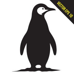 Silhouette penguin standing graphic animal black and white vector illustration