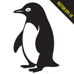 Silhouette penguin standing graphic animal black and white vector illustration