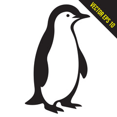 Obraz premium Silhouette penguin standing graphic animal black and white vector illustration
