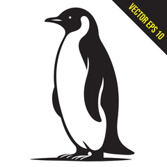 Obraz premium Silhouette penguin standing graphic animal black and white vector illustration
