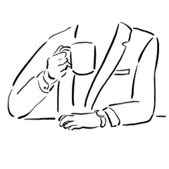 businessman having a coffee コーヒーを飲むビジネスマンのイラスト