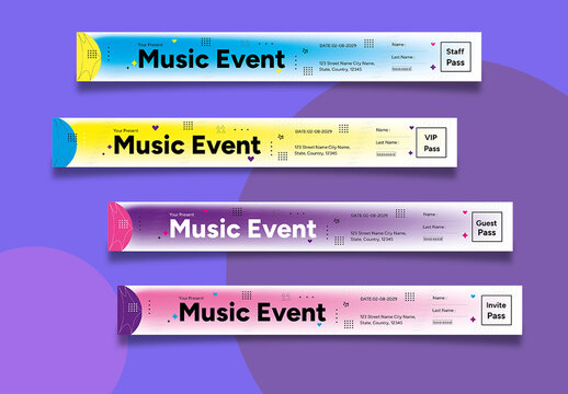 Modern Wristband Ticket Template for Events