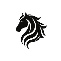 Horse Head Silhouette Vector Icon – Black Animal Profile Illustration