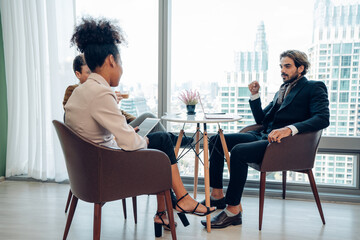 Multiracial business people having meeting and brainstorming discussed