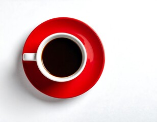 Red saucer and white coffee cup