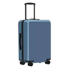 Blue travel suitcase with wheels and handle