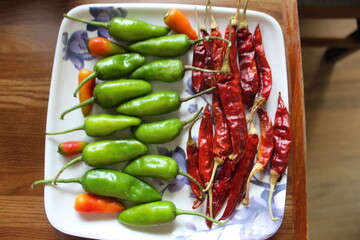 red and green chili peppers