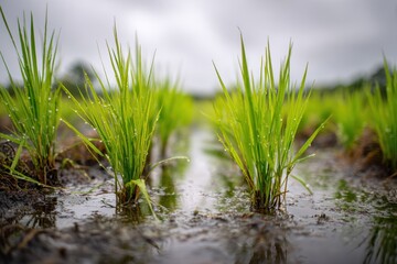 Obraz premium Cultivating lush young rice