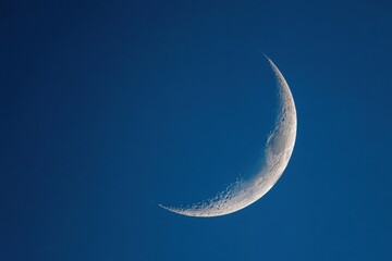 Curved moon in the azure sky