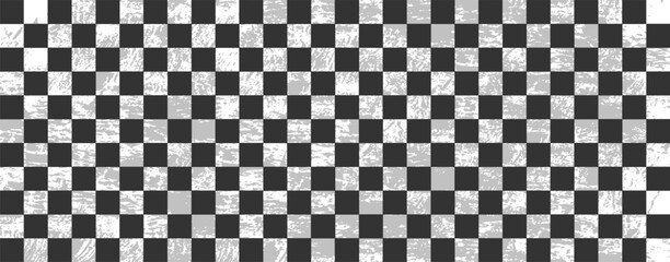 Grunge black and White Checkerboard Background Vector Pattern