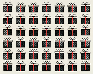 Seamless pattern of wrapped gift boxes, Christmas
