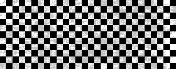 Fototapeta premium Grunge black and White Checkerboard Background Vector Pattern