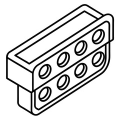 Compact Socket Rack Line Art Vector