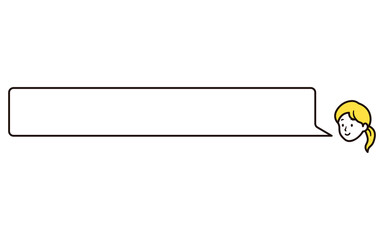 笑顔のビジネスウーマンと吹き出しのシンプルなイラスト素材