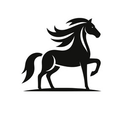 Black Horse Silhouette Icon on White Background – Vector Illustration