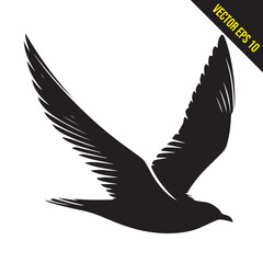 seagull flying silhouette vector illustration