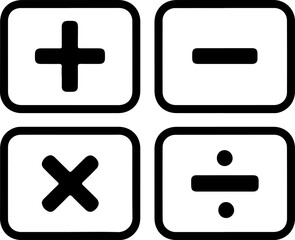 Four basic mathematical operation symbols plus minus multiply and divide
