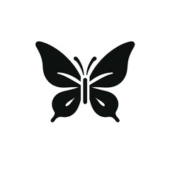Black Butterfly Silhouette Icon Vector Isolated on White Background