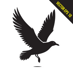 seagull flying silhouette vector illustration
