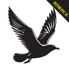 seagull flying silhouette vector illustration