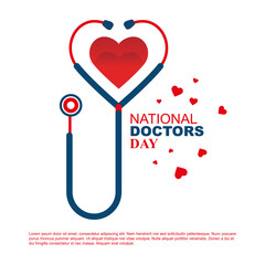 Doctor`s day greeting card design with stethoscope. Poster, banner