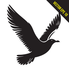 seagull flying silhouette vector illustration