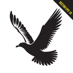 seagull flying silhouette vector illustration
