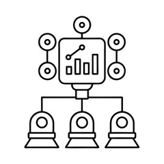 Flat Vector Of AI System Optimizing Online Advertising Strategies vector line art on white background