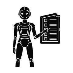 Futuristic AI Powered Personal Assistant Displaying User Information vector silhouette on white background