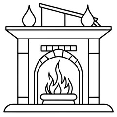 Cozy Hearth Line Art Vector Set