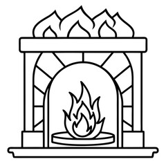 Cozy Hearth Line Art Vector Set